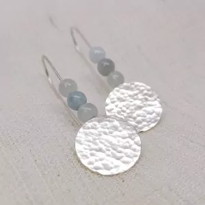 Boucles d'oreilles en argent et Aigue-marine