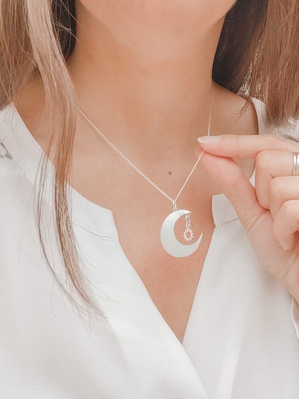 Collier Luna en argent avec breloque soleil