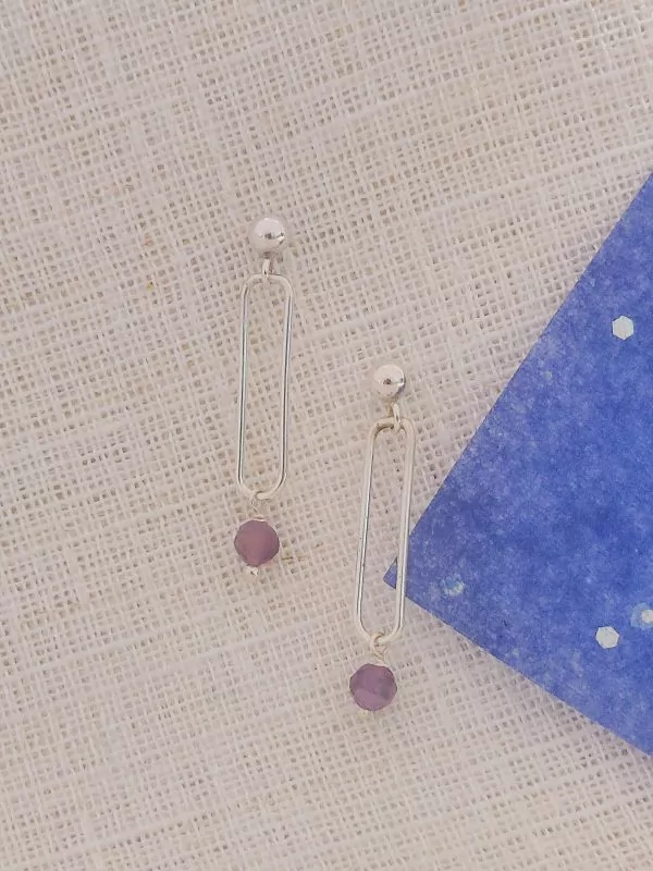 Boucles d'oreilles Malba en argent et améthyste